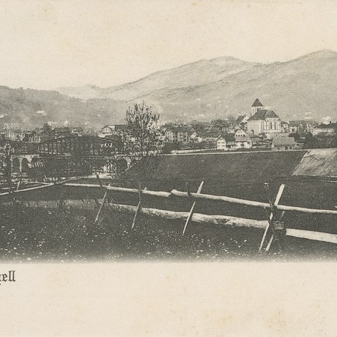 Neubaustrecke mit Viadukt, 1904. Vergrösserte Ansicht