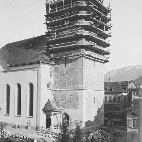 Renovation Kirchturm, Sommer 1923. Vergrösserte Ansicht
