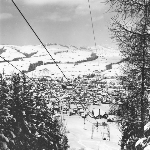 1 Skilift Sollegg bei Appenzell, 1950er-Jahre . Vergrösserte Ansicht