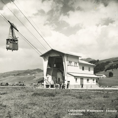 2 Talstation Luftseilbahn Wasserauen-Ebenalp, 1950er-Jahre . Vergrösserte Ansicht